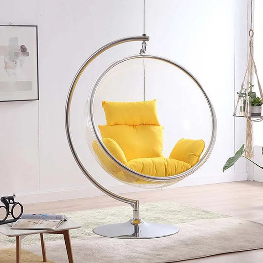 "Relax in Style with Our Transparent Acrylic Hemisphere Hanging Chair - Perfect for Your Home, Living Room, Garden, and Leisure Lounge!"